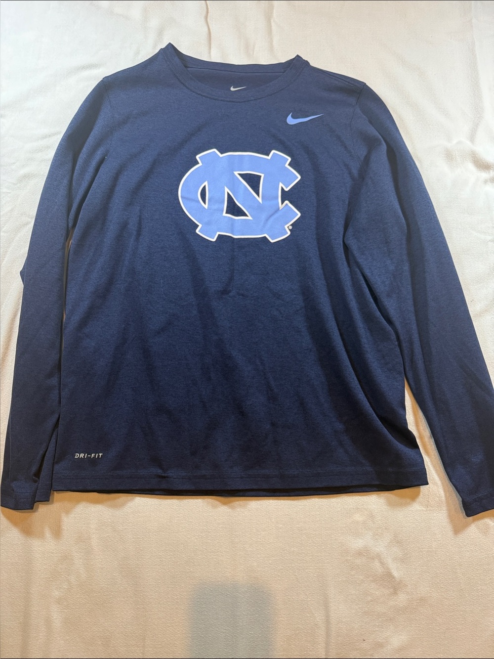 Nike Navy Long-Sleeve Shirt with Carolina Blue UNC Logo